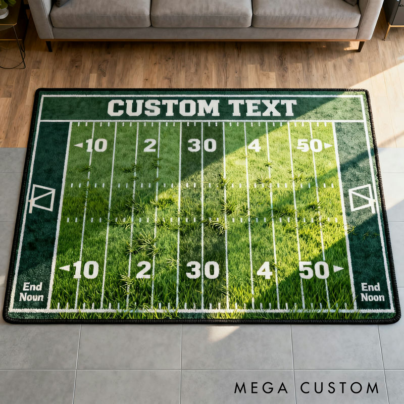 Personalized American Football Field Rug with Custom Text for Home Decor