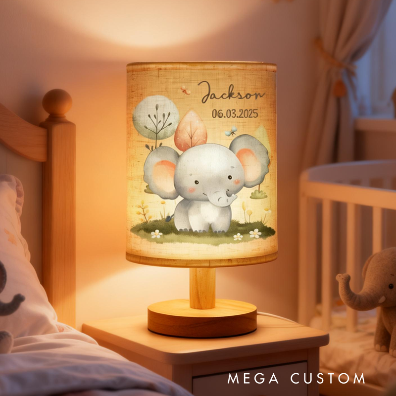 Personalized Baby Animal Fabric Lamp Birthday Gift for Baby or Kids
