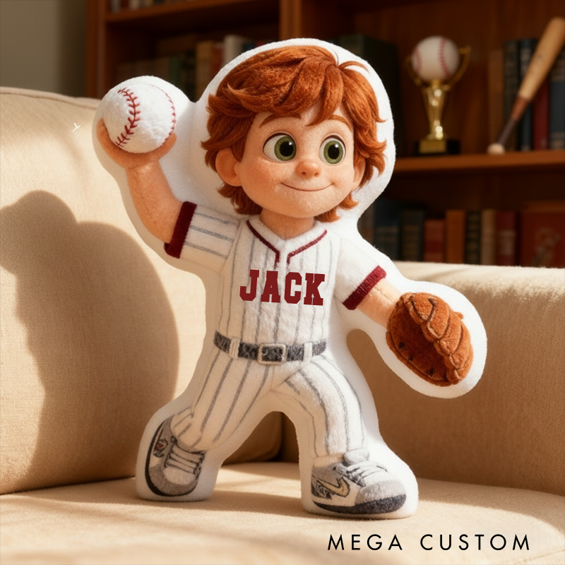 Personalized Baseball Pillow Add Your Custom Name and Photo for a Unique Touch