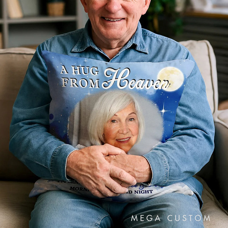 Personalized Memorial Pillow Hug This Pillow And Know I'm Here Custom Double Sided Starry Sky Moon Clouds Pillow Bereavement Gift Sympathy Gift 