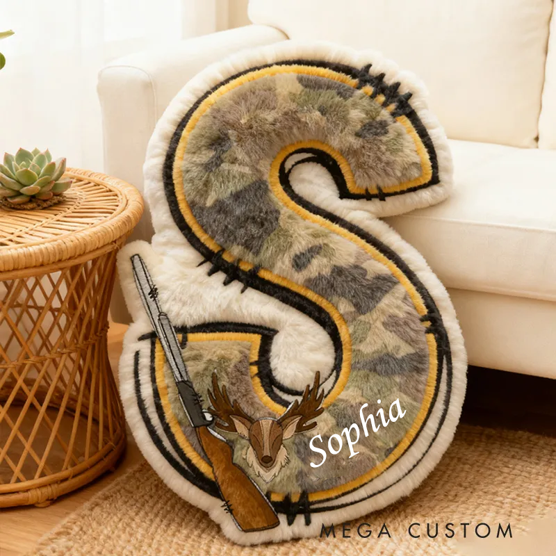 Personalized Hunting Letter Pillow Custom Outdoor Hunting Pillow Gift for Family Pillow Gift for Hunting Lover