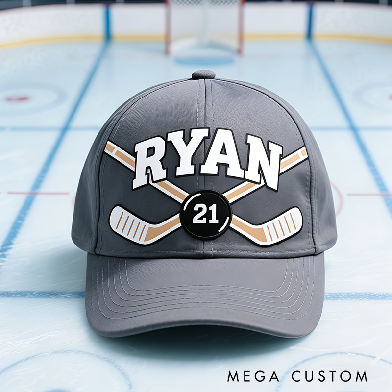 Personalized Hockey Cap with Custom Name and Number Design