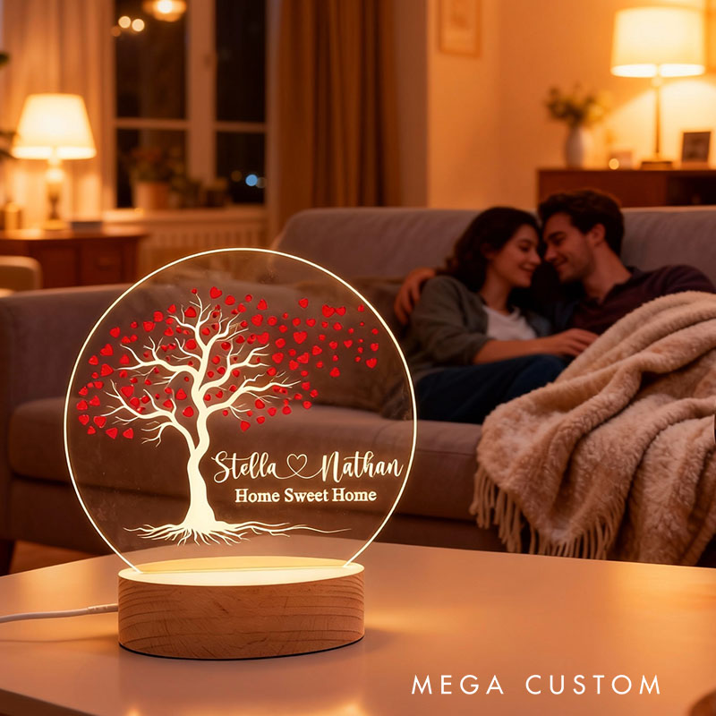 Personalized Couple LED Night Light Custom Tree of Life Lamp with Names Housewarming Gifts New Home Hifts