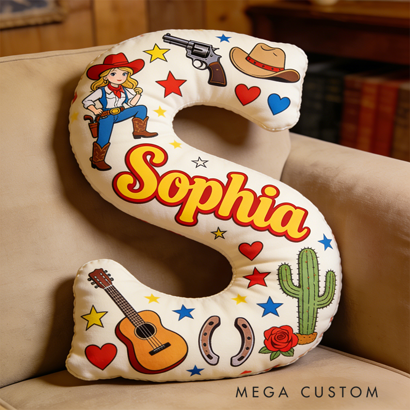 Personalized Floral Cowgirl Boots Western Pillow with Name Western Nursery Birthday Gift for Cowgirls Friends