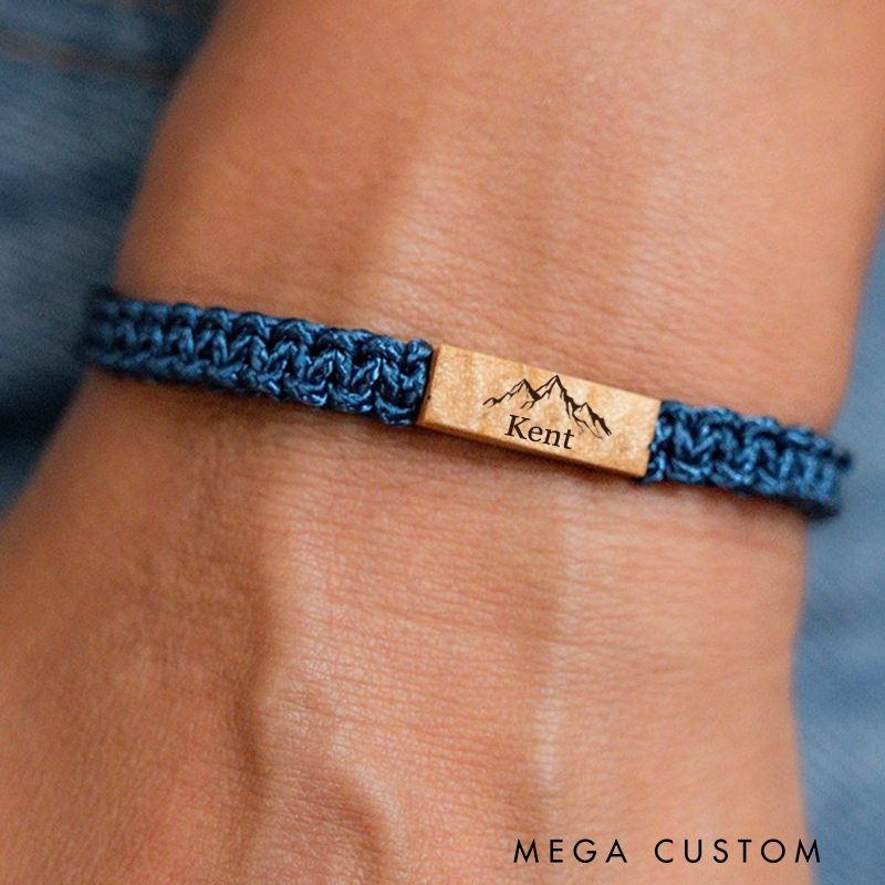 Personalized Mountain Bracelet Outdoor Adventurers and Nature Lover Bracelet Outdoor Adventure Couple Gifts