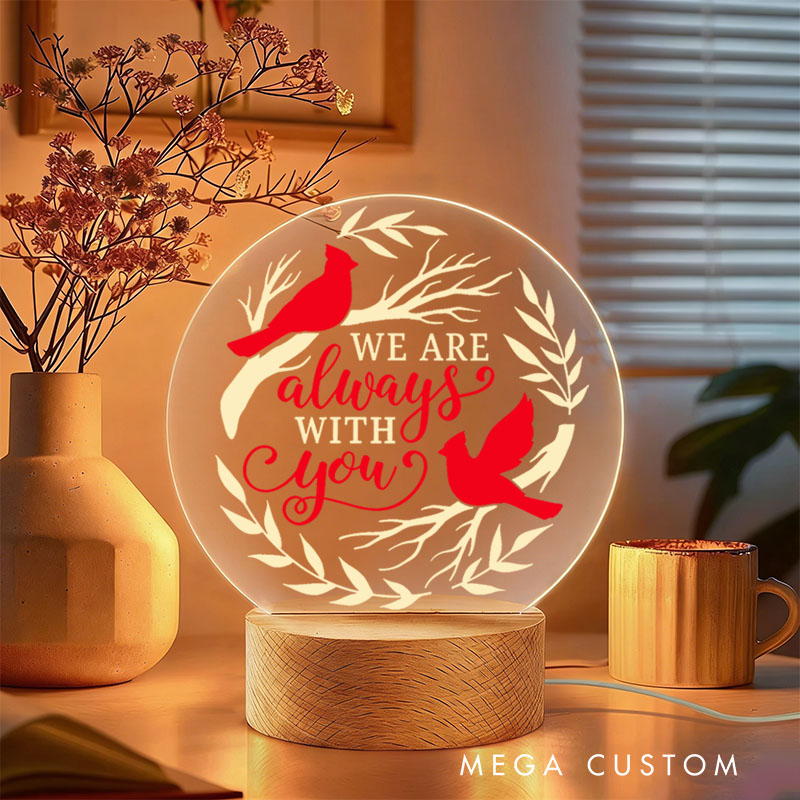 Personalized LED Night Light Custom Memorial Lamp with Cardinal Design Decorative Table Lamp for Sympathy Gift Bedroom Living Room Home Decor