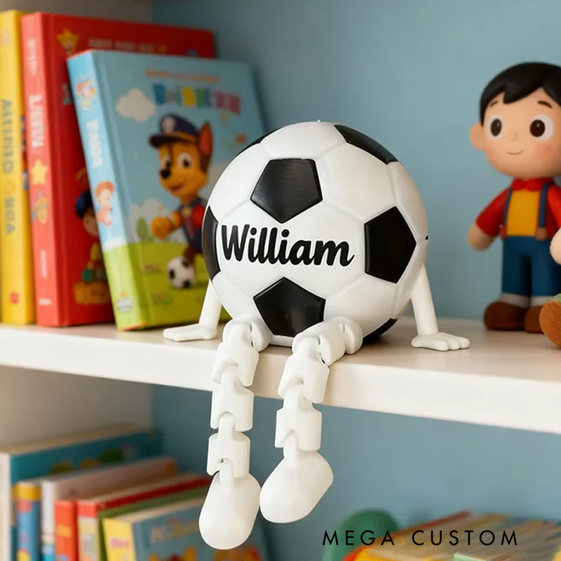 Personalized Soccer Ball Decor with Dangling Legs and Custom Name