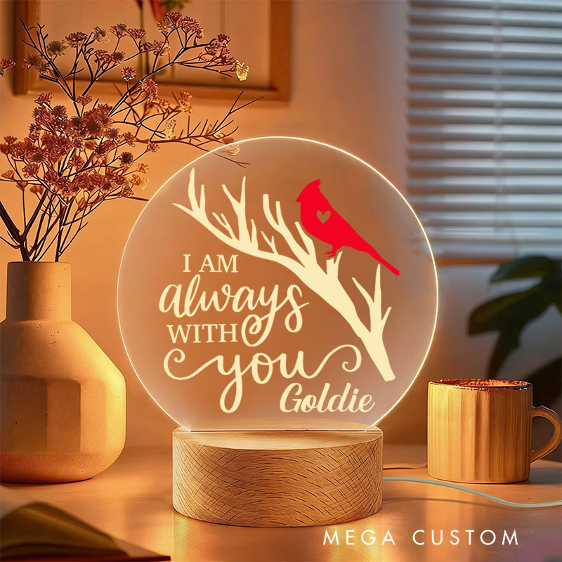 Personalized Cardinal Memorial Gifts Always With You Remembrance LED Night Light Custom Memorial Lamp Decorative Table Lamp for Sympathy Gift