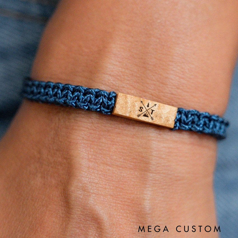 Personalized Initials Bracelet with Arrow Adjustable Sliding Knot Bracelet Outdoor Adventure Lover Gifts