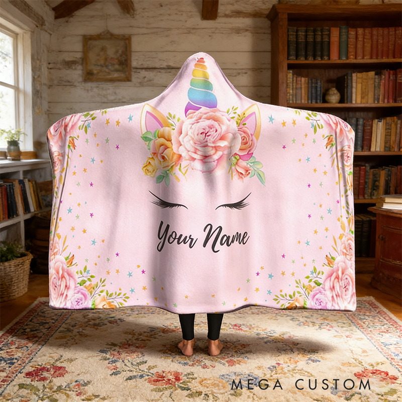Personalized Pink Magic Hooded Blanket For Magic Lovers Custom Name Wearable Blanket With Hood Throw Hooded Blanket