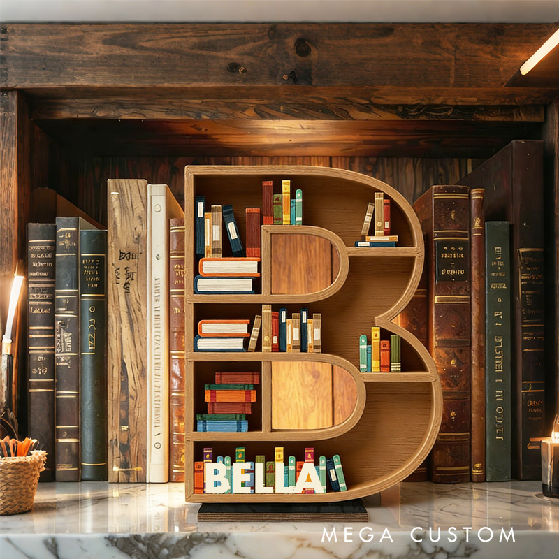 Personalized Alphabet Bookshelf Decor Custom 3D Print Letter with Library Decor Gift for Book Lover Bookish Bookworm Reader