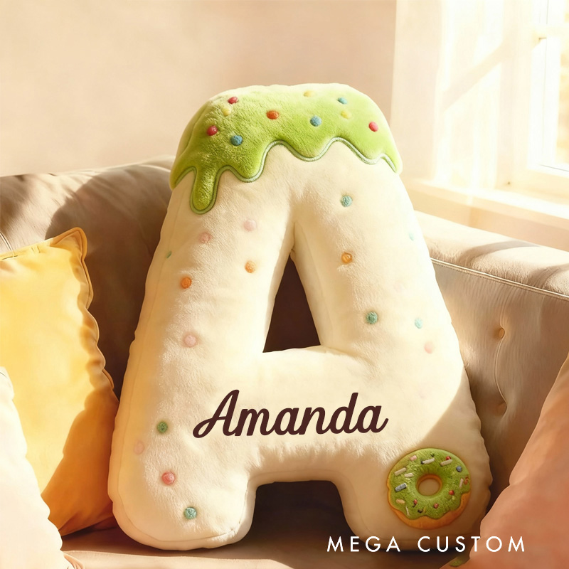 Personalized Donut Letter Pillow Kids with Custom Name Graphic 3D Print Donut Throw Pillow for Kids Baker Baking Lover