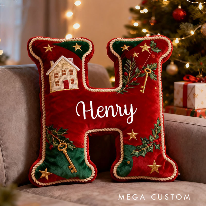 Personalized Christmas Letter Pillow Custom Name Festive Holiday Decor Cozy Home Accent Soft Cushion with Seasonal Graphic 3D Print Christmas Gift