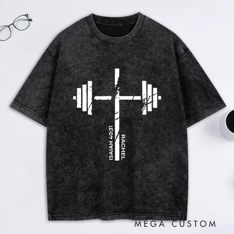Personalized Christian Gym Cross Washed T-Shirt with Name Lift Heavy Pray Hard Shirt Faith Workout Top Jesus Fitness Apparel Religious Gift for MenT-Shirt with Custom Name Coquette Christian Tee Religious Mom Shirt Religious Christian Gift for Women