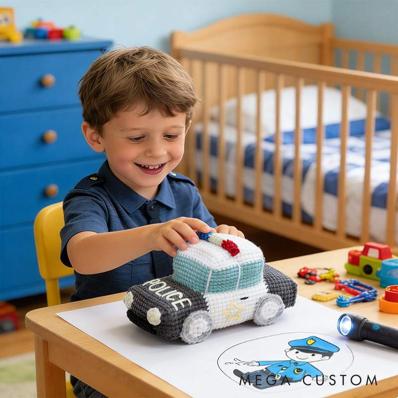 Handmade Crochet Vehicle Toys Fire Truck Ambulance Police Car and Taxi Pattern Kit or Finished Toy