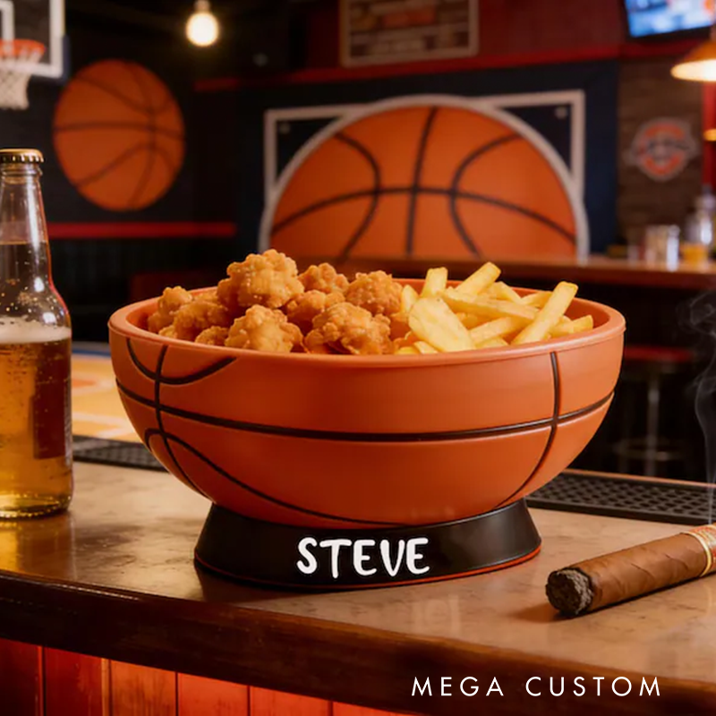 Personalized Basketball Snack Bowl with Custom Name for Sports Fans