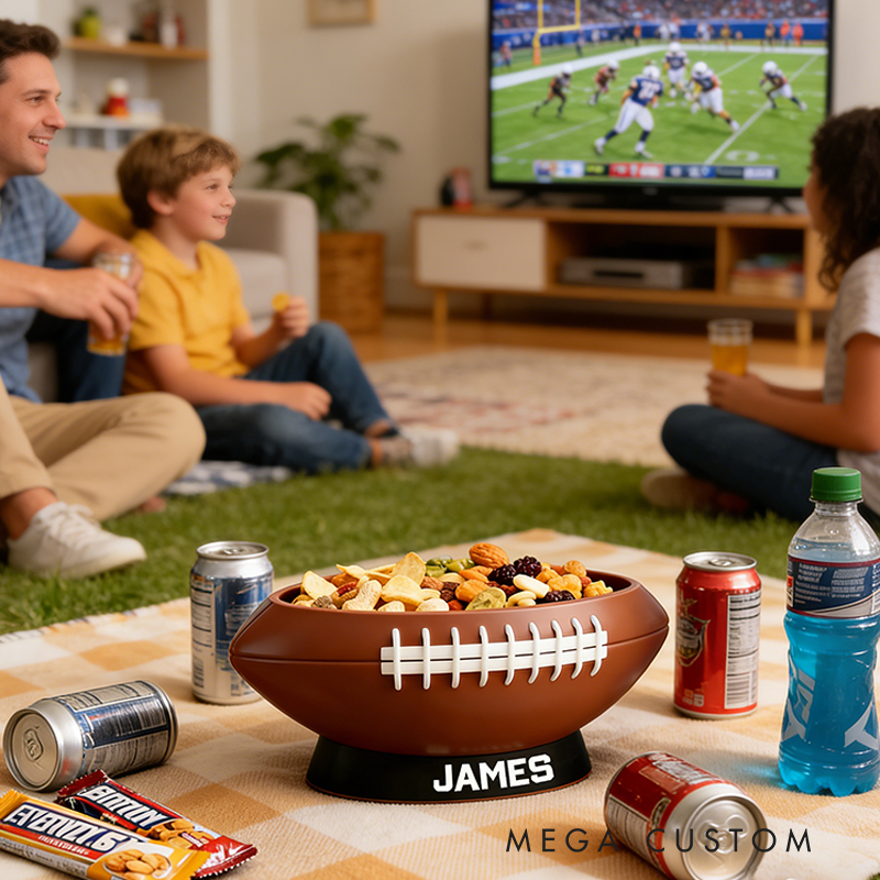 Personalized 3D Printed Football Snack Bowl for Sports Fans Parties and Tailgates