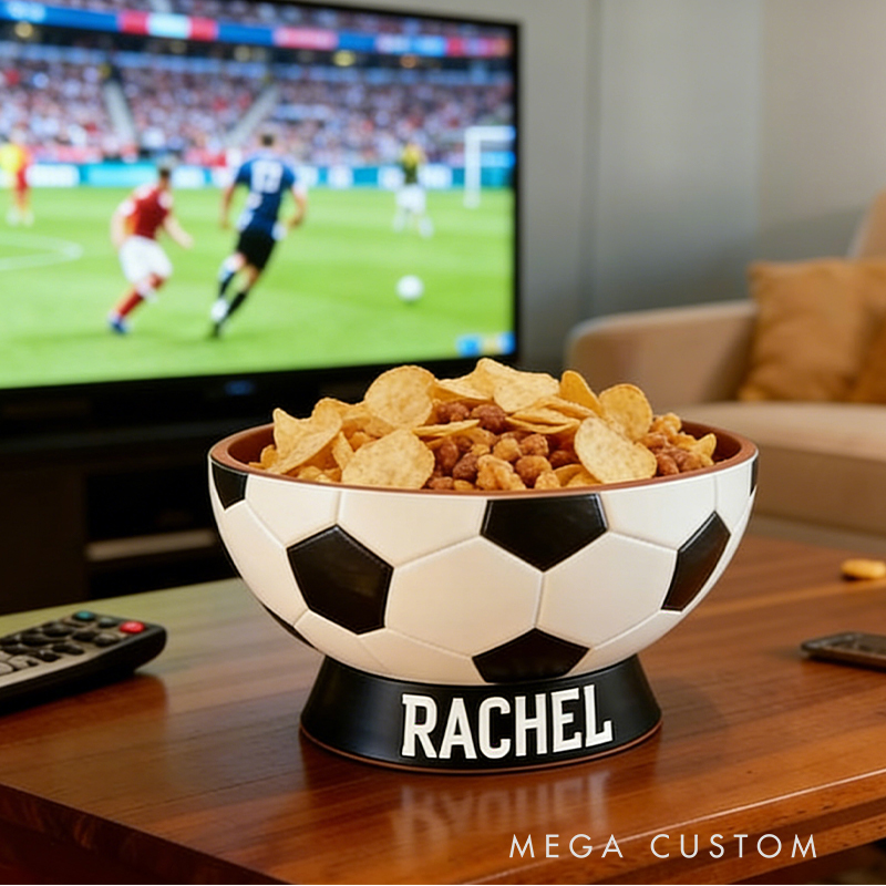 Personalized 3D printed Soccer Ball Snack Bowl with Custom Name TV Snack Bowl Match Day Gift for Football Fans Sports Lover Gift Dad Gift