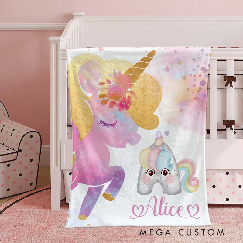 Personalized Name Kawaii Alphabet Blanket Magic Girl Room Decor Kids Custom Name Gift Magic Throw Best Fan Gift