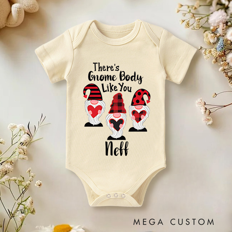 Personalized There's Gnome Body like You Baby Onesie Valentine's Baby Gift