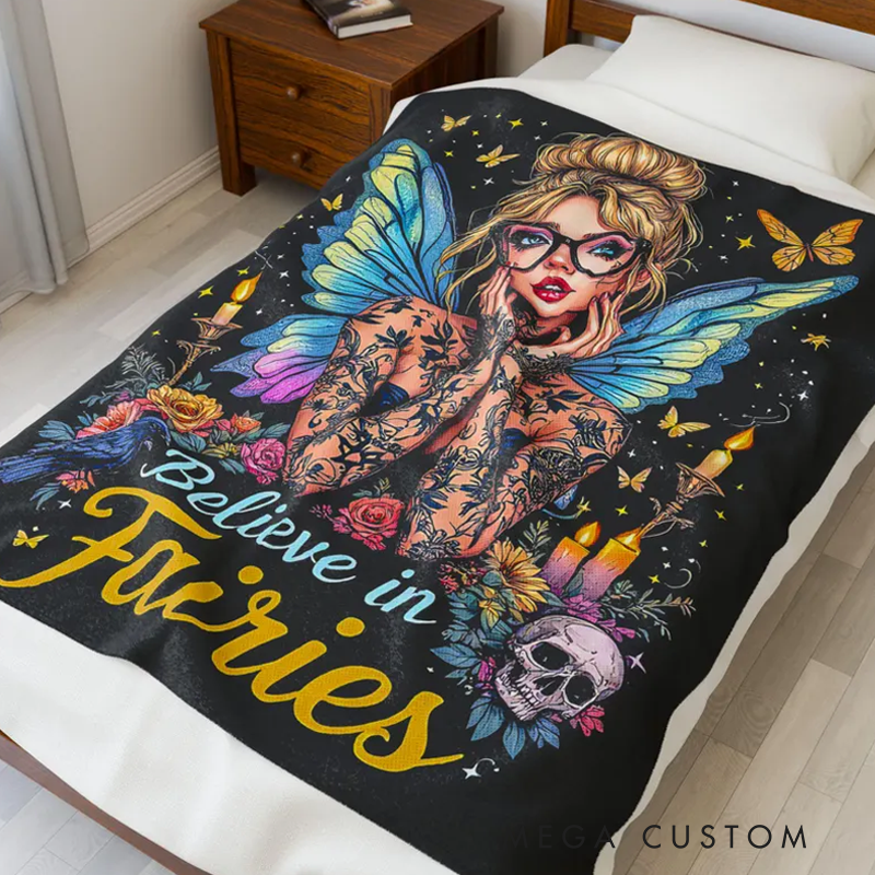 Personalized Fairies Plush Blanket Velveteen Cozy Home Decor Custom Name Magic Girl Room Decor Kids Custom Name Gift Magic Throw Best Fan Gift