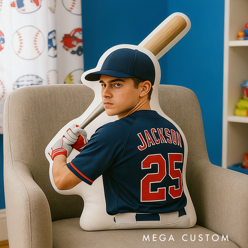 Personalize Your Baseball Player Pillow with Custom Photo Design