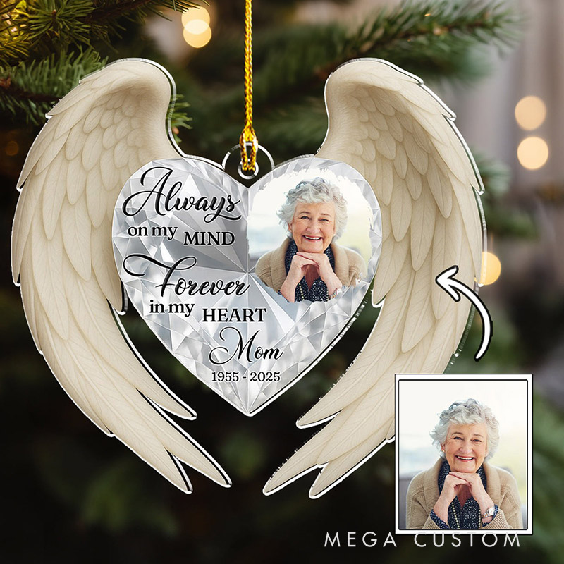 Personalized Photo Memorial Ornament My Heart And Mind Ornament Sympathy Gift for Loss of Loved Ones
