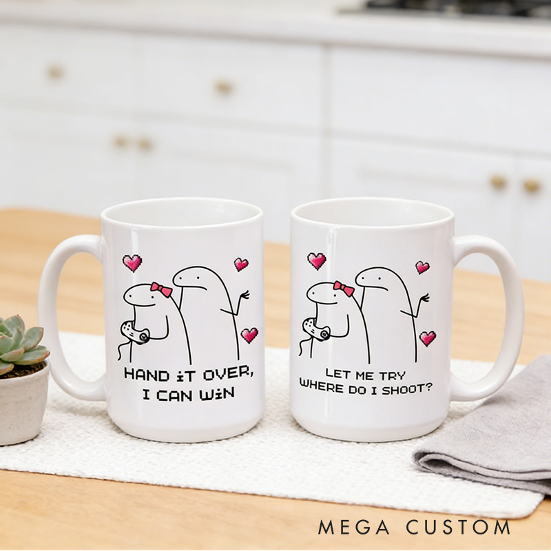 Personalized Funny Casual Gamer Couple Gift Retro Gaming Coffee Cups Matching Video Game Mugs Mr & Mrs Mug for Game Lovers Couples