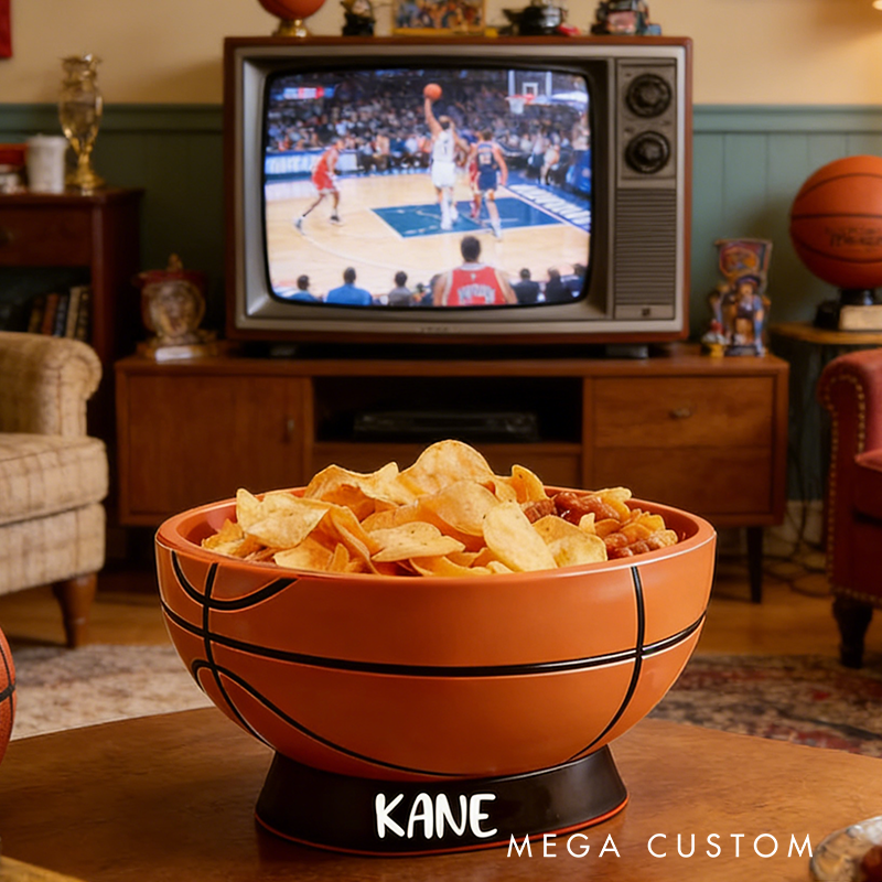 Personalized Basketball Snack Bowl with Custom Name for Sports Fans