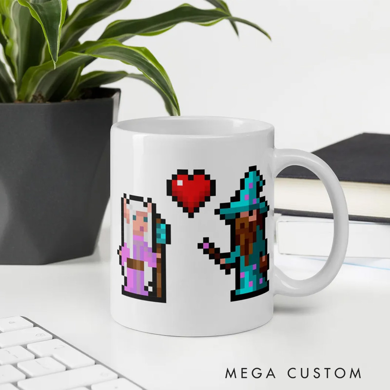 Personalized Met In Game Video Gamer Couple Gift Retro Gaming Coffee Cups Matching Video Game Mugs Mr & Mrs Mug for Game Lovers Couples