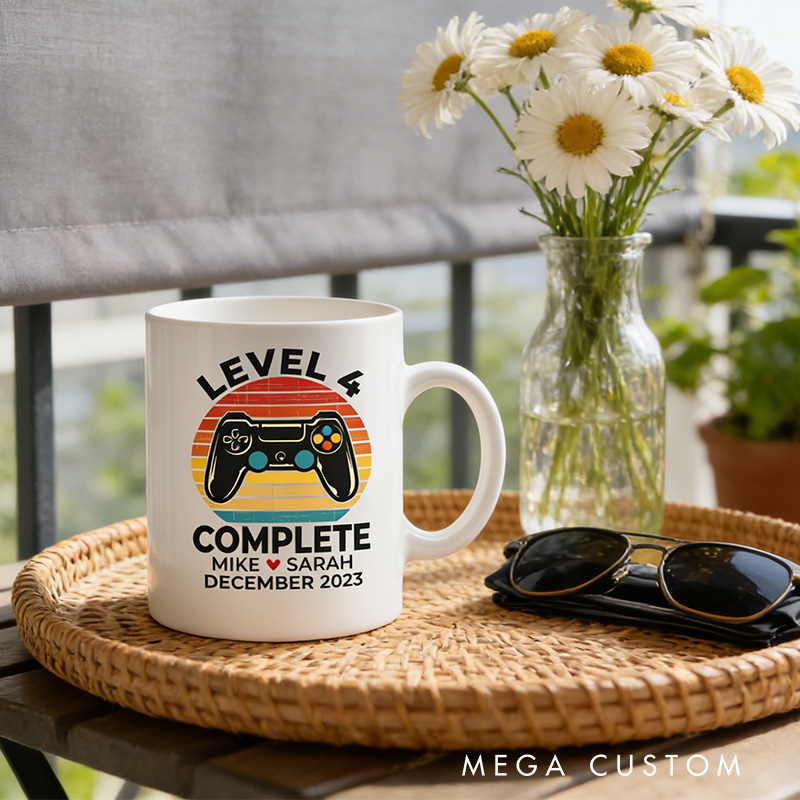 Personalized Level Complete Gamer Couple Gift Retro Gaming Coffee Cups Matching Video Game Mugs Mr & Mrs Mug for Game Lovers Couples