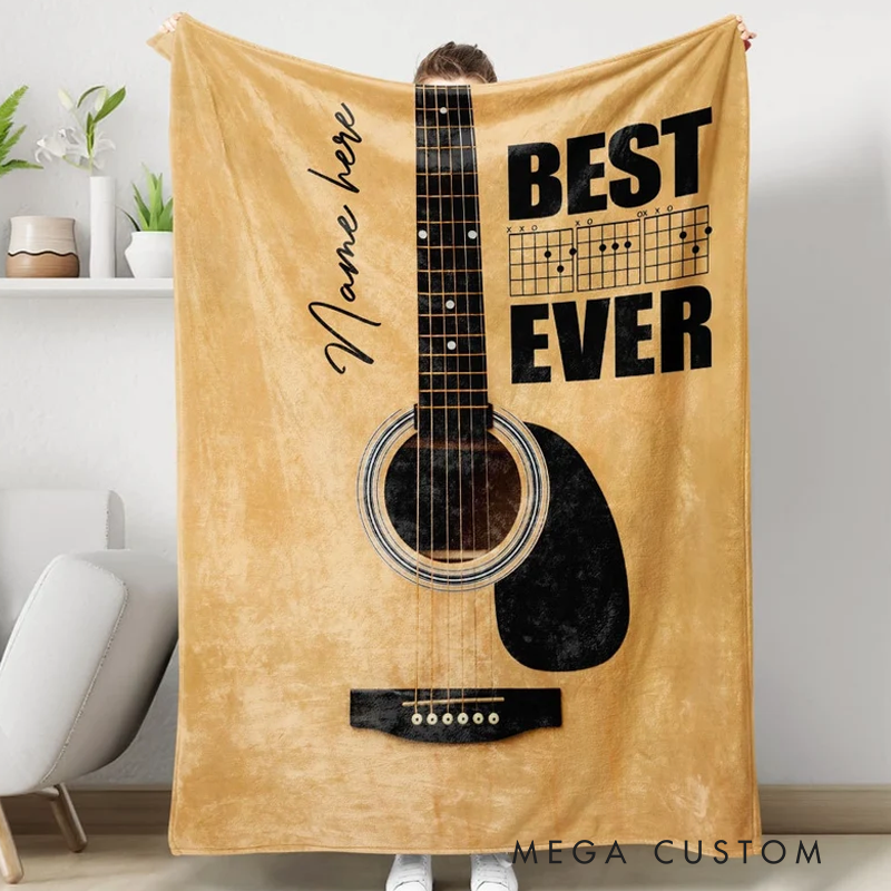 Personalized Guitar Blankets Best Dad Ever Blanket Custom Guitar Blanket Gift and Guitar Lover