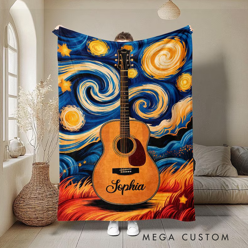 Personalized Electric Guitar Blanket Blanket for Guitar Lover Musical Instrument Blanket Guitar Lover Blanket