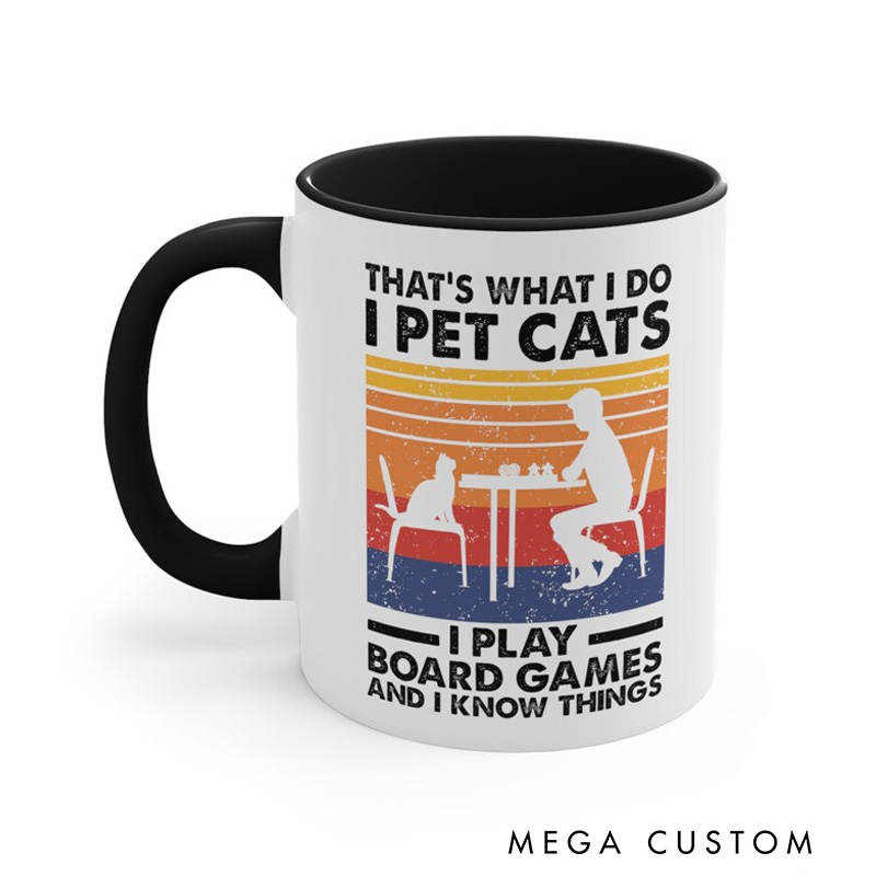 Personalized Board Game Enthusiast's Cat Lover Mug Board Game Mug Game Night Geek Gamer Gift