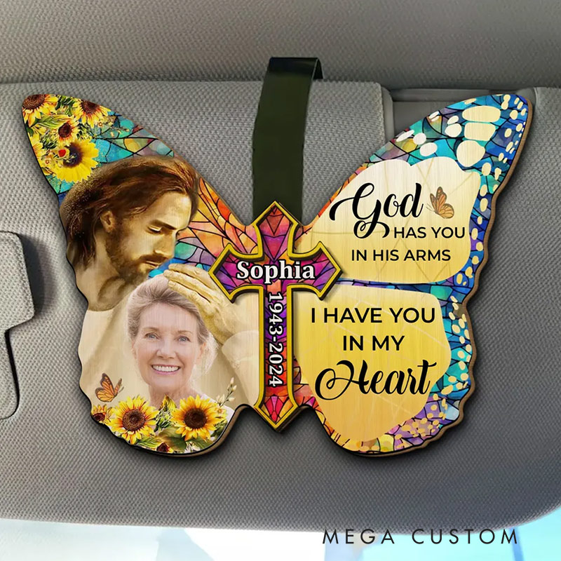 Personalized Wooden Photo Car Visor Clip Have You In My Heart Memorial Gift for Loss of Loved One Sympathy Gift