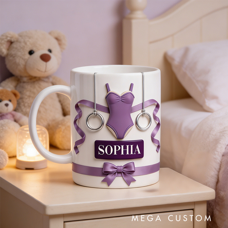 Personalized 2D Flat Purple  Gymnastics Mug Gymnastic Lover Mug Coffee Mug for Gymnastic Lover