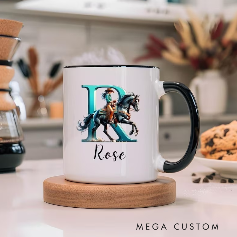 Personalized Name Cowgirl Birthday Mug Equestrian Gift Horse Gifts for Girl Custom Coffee Cup Gift for Horse Lover Horse mom Western Gifts