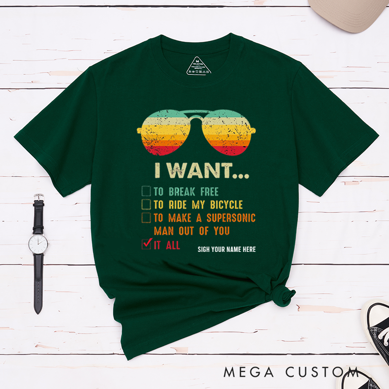 Personalized Retro Sunglasses Graphic T-Shirt Music and Adventure Lovers for Outdoor Adventures Riding Cycling Biking Enthusiasts