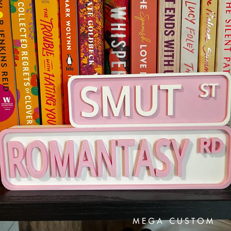 Personalized Bookshelf Street Sign Name 3D Printed Library Decor Book Lover Gift for Bookish Bookworm Reader