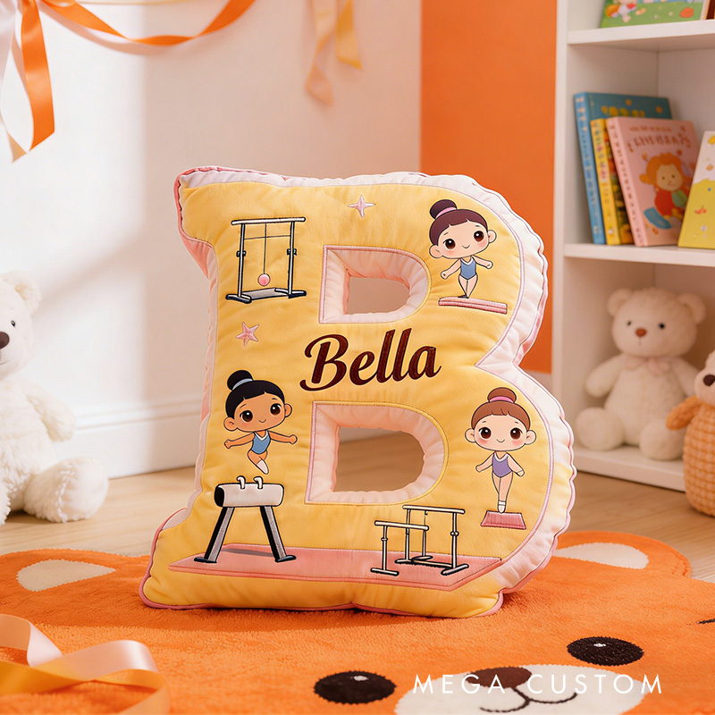 Personalized Gymnastics Fun Alphabet Shaped Pillow for Gymnastic Lovers Initial Pillow Christmas Gift for Kids