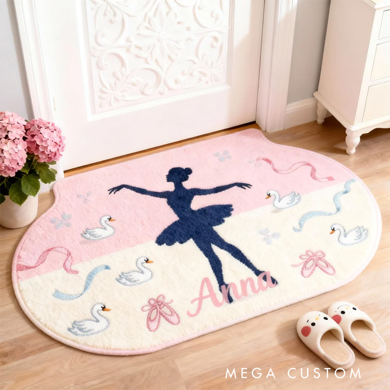 Personalized Swan Ballet Dance Rug for Dance Lovers Gift for Kids Christmas Gifts