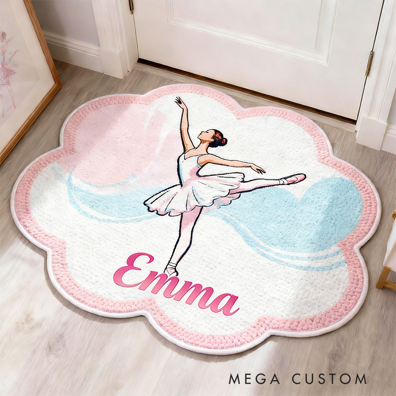 Personalized Dreamy Ballerina Dance Rug for Dance Lovers Gift for Kids Christmas Gifts
