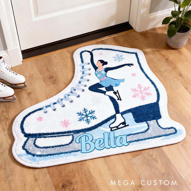 Personalized Ice Skate Elegance Rug for Ice Skating Lovers Gift for Kids Christmas Gifts