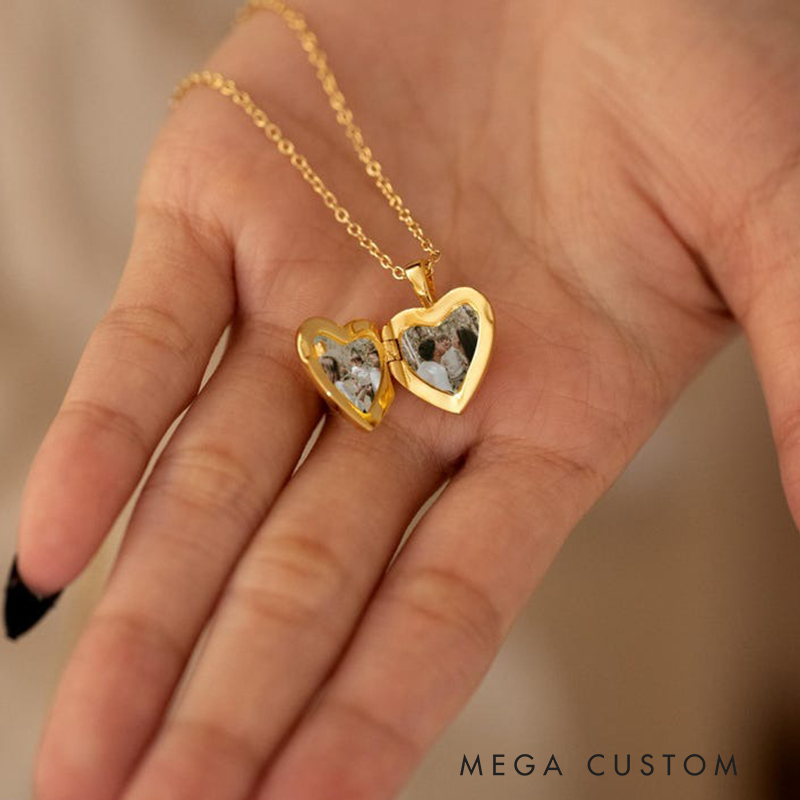 Personalized Heart Locket Necklace Love locket with Photo Tiny Gold Heart Locket Memorial Gift for Her Best Friend Jewelry 