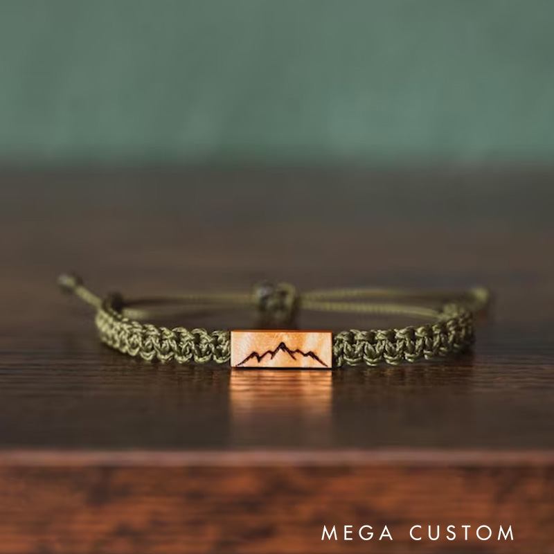 Personalized Hiking Boot Bracelet  Adjustable Macrame Bracelet Outdoor Adventure Lover Gifts