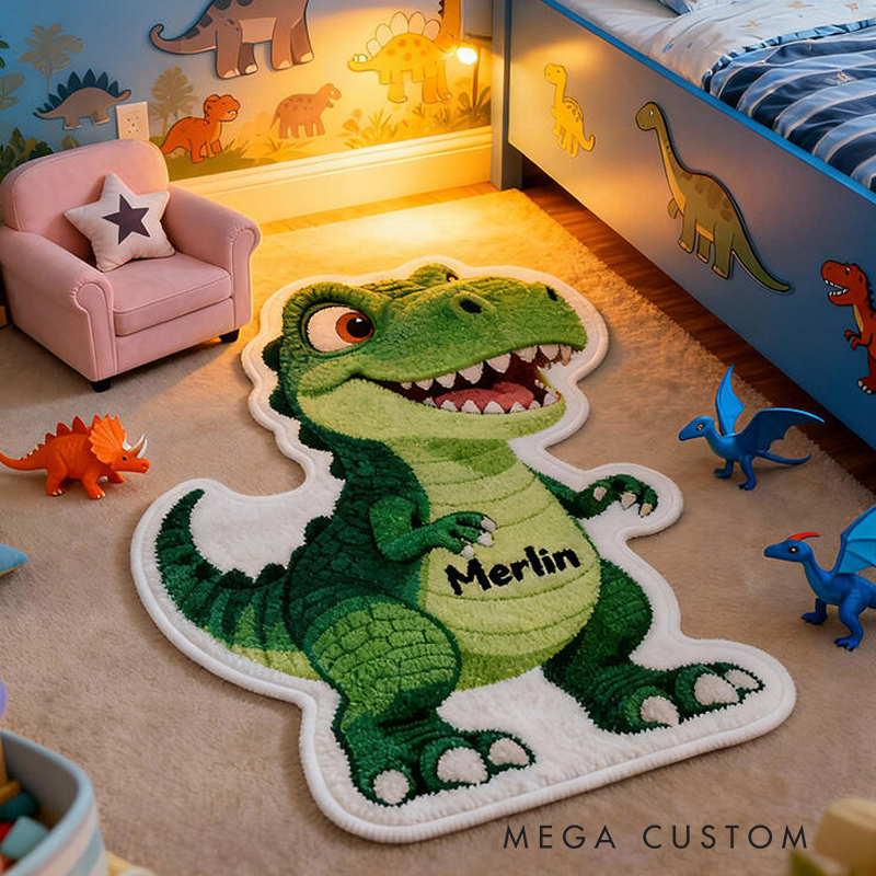 Personalized Dinosaur Floor Mats Customizable with Your Name Cool Gift for Boys