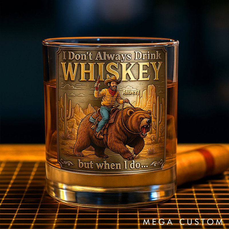 Personalized 3D-Like Cowfolk Couple Whiskey Glass Wild Spirit Whiskey Glass Valentines Gift for Husband Wife Romantics Gift for Boyfriend Girlfriend