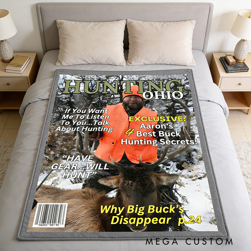 Personalized Hunting Magazine Cover Blanket Ohio's Premier Hunting Insights Blanket Funny Hunter Gift