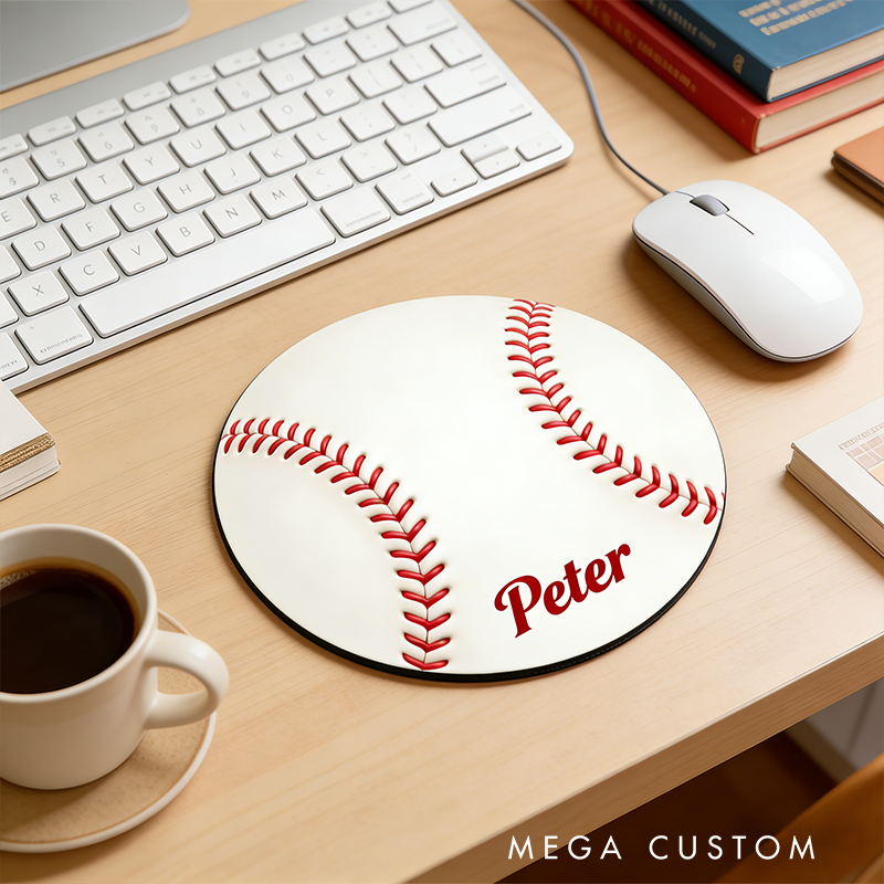 Personalized Baseball Mouse Pad with Custom Name Design