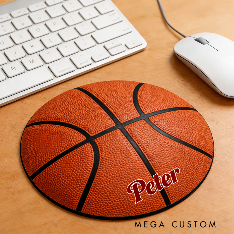 Personalized Basketball Mouse Pad with Custom Name Design